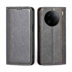 For vivo X90 Pro+ Grid Texture Magnetic Flip Leather Phone Case(Grey)