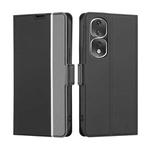 For Honor 80 Pro Twill Texture Side Buckle Leather Phone Case(Black)