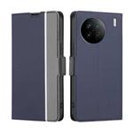 For vivo X90 Twill Texture Side Buckle Leather Phone Case(Blue)