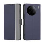 For vivo X90 Pro+ Twill Texture Side Buckle Leather Phone Case(Blue)