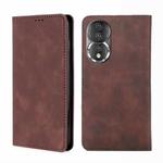 For Honor 80 Skin Feel Magnetic Horizontal Flip Leather Phone Case(Dark Brown)