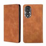 For Honor 80 Skin Feel Magnetic Horizontal Flip Leather Phone Case(Light Brown)