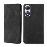 For OPPO A58 5G Skin Feel Magnetic Horizontal Flip Leather Phone Case(Black)