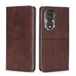For Honor 80 Cow Texture Magnetic Horizontal Flip Leather Phone Case(Dark Brown)