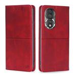 For Honor 80 Cow Texture Magnetic Horizontal Flip Leather Phone Case(Red)