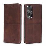 For Honor 80 Pro Cow Texture Magnetic Horizontal Flip Leather Phone Case(Dark Brown)