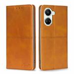 For Huawei nova 10 SE Cow Texture Magnetic Horizontal Flip Leather Phone Case(Light Brown)