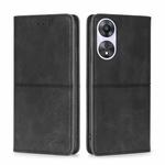 For OPPO A58 5G Cow Texture Magnetic Horizontal Flip Leather Phone Case(Black)