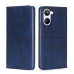 For Realme 10 4G Cow Texture Magnetic Horizontal Flip Leather Phone Case(Blue)