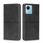 For Realme C30s Cow Texture Magnetic Horizontal Flip Leather Phone Case(Black)
