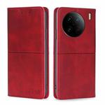 For vivo X90 Pro+ Cow Texture Magnetic Horizontal Flip Leather Phone Case(Red)