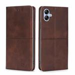 For Samsung Galaxy A04e 4G Cow Texture Magnetic Horizontal Flip Leather Phone Case(Dark Brown)