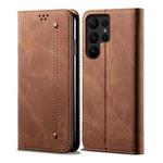 For Samsung Galaxy S23 Ultra 5G Denim Texture Leather Phone Case(Brown)