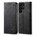 For Samsung Galaxy S23 Ultra 5G Denim Texture Leather Phone Case(Black)