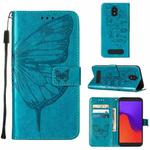 For BLU View 2 2022 / 2020 Embossed Butterfly Flip Leather Phone Case(Blue)