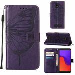 For BLU View 2 2022 / 2020 Embossed Butterfly Flip Leather Phone Case(Dark Purple)
