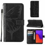 For BLU View 2 2022 / 2020 Embossed Butterfly Flip Leather Phone Case(Black)