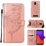 For BLU View 2 2022 / 2020 Embossed Butterfly Flip Leather Phone Case(Rose Gold)
