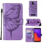 For BLU View 2 2022 / 2020 Embossed Butterfly Flip Leather Phone Case(Purple)