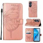 For Infinix Hot 20 4G X6826 Embossed Butterfly Flip Leather Phone Case(Rose Gold)