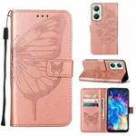 For Infinix Hot 20 5G X666 / X66B Embossed Butterfly Flip Leather Phone Case(Rose Gold)