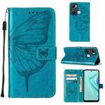 For Infinix Hot 20 Play Embossed Butterfly Flip Leather Phone Case(Blue)