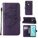 For Infinix Hot 20 Play Embossed Butterfly Flip Leather Phone Case(Dark Purple)