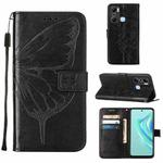 For Infinix Hot 20 Play Embossed Butterfly Flip Leather Phone Case(Black)