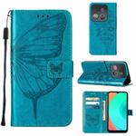 For Infinix Smart 7 X6515 Embossed Butterfly Flip Leather Phone Case(Blue)