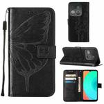 For Infinix Smart 7 X6515 Embossed Butterfly Flip Leather Phone Case(Black)