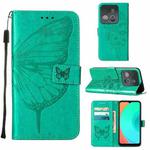 For Infinix Smart 7 X6515 Embossed Butterfly Flip Leather Phone Case(Green)