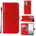 For Tecno Pop 6 Pro Embossed Butterfly Flip Leather Phone Case(Red)