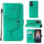 For Tecno Pova 4 LG7N Embossed Butterfly Flip Leather Phone Case(Green)