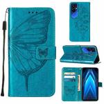 For Tecno Pova 4 Pro LG8N Embossed Butterfly Flip Leather Phone Case(Blue)