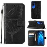 For Tecno Pova 4 Pro LG8N Embossed Butterfly Flip Leather Phone Case(Black)
