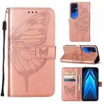 For Tecno Pova 4 Pro LG8N Embossed Butterfly Flip Leather Phone Case(Rose Gold)