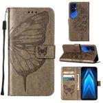 For Tecno Pova 4 Pro LG8N Embossed Butterfly Flip Leather Phone Case(Grey)