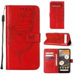For Google Pixel 7a Embossed Butterfly Flip Leather Phone Case(Red)