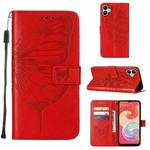 For Samsung Galaxy A04e Embossed Butterfly Flip Leather Phone Case(Red)