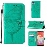 For Samsung Galaxy A04e Embossed Butterfly Flip Leather Phone Case(Green)