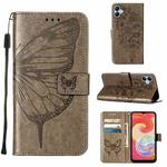 For Samsung Galaxy A04e Embossed Butterfly Flip Leather Phone Case(Grey)