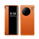 For vivo X90 Pro Magnetic Side Window View Shockproof Horizontal Flip Leather Case(Orange)