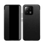 For Xiaomi 13 Magnetic Side Window View Shockproof Horizontal Flip Leather Case(Black)