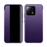 For Xiaomi 13 Magnetic Side Window View Shockproof Horizontal Flip Leather Case(Purple)