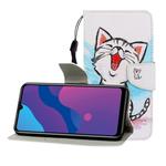 For Huawei Honor 9A Colored Drawing Horizontal Flip Leather Case with Holder & Card Slot & Wallet(Red Mouth Cat)