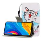 For Huawei Honor Play 3 / Enjoy 10 Colored Drawing Horizontal Flip Leather Case with Holder & Card Slot & Wallet(Red Mouth Cat)