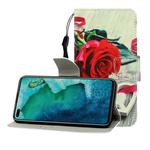 For Huawei Honor V30 / V30 Pro Colored Drawing Horizontal Flip Leather Case with Holder & Card Slot & Wallet(Red Rose)