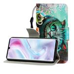 For Xiaomi Note 10 Pro Colored Drawing Horizontal Flip Leather Case with Holder & Card Slot & Wallet(Green Eyes)