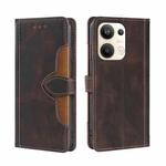 For OPPO Reno9 Pro+ 5G Skin Feel Magnetic Buckle Leather Phone Case(Brown)