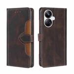 For Realme 10 Pro+ 5G Skin Feel Magnetic Buckle Leather Phone Case(Brown)